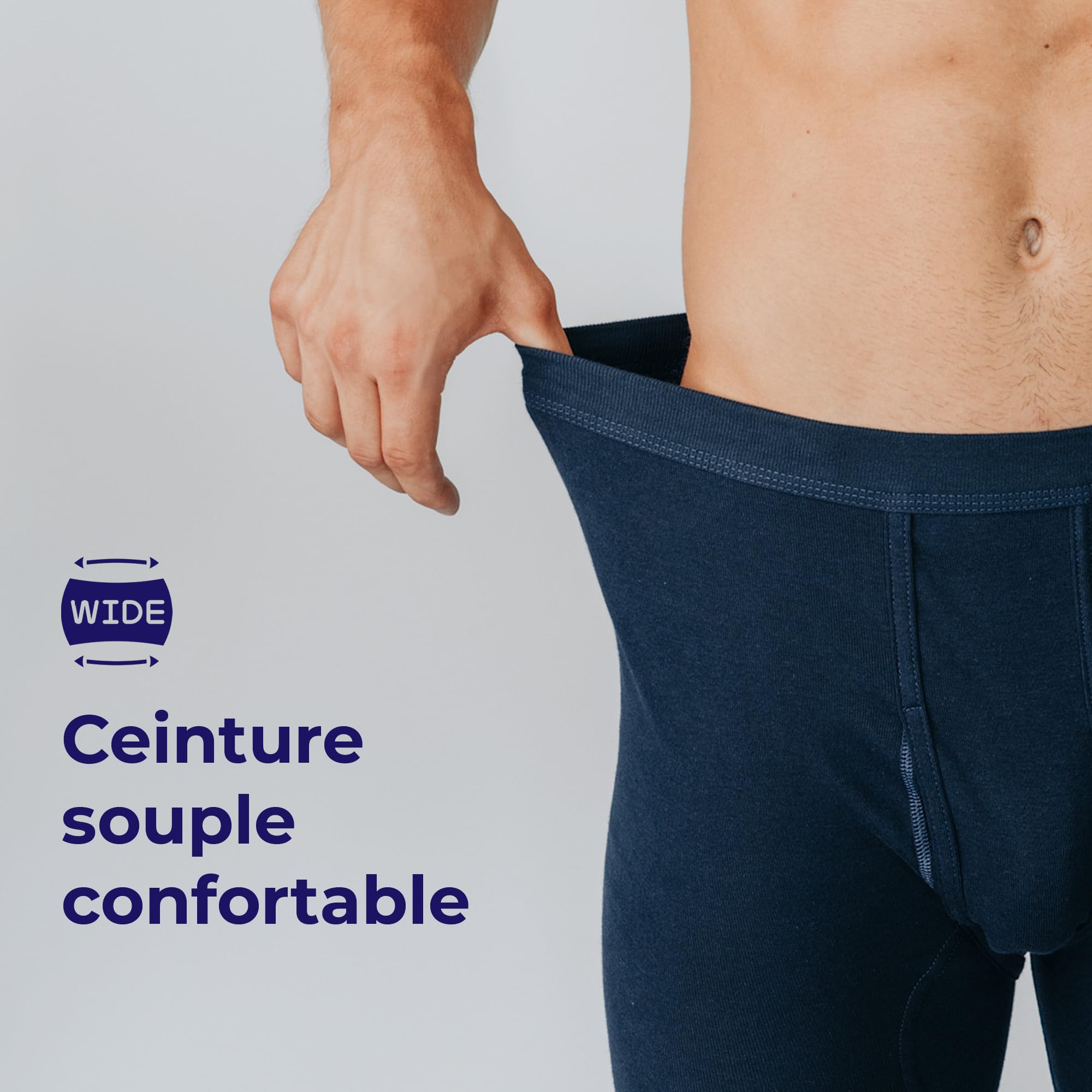 SES caleçon Long Coton, Pack de 2 caleçons Longs Hommes en côtes Fines, Taille S - 4XL, avec Braguette et Ceinture Douce, en Coton/calson Long pour Homme Jambes Longues