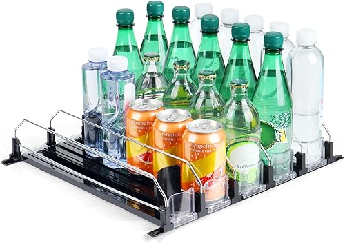 Dispensador de latas de soda para refrigerador, organizador de bebidas autoempujable, dispensador de bebidas de nevera ajustable de ancho con