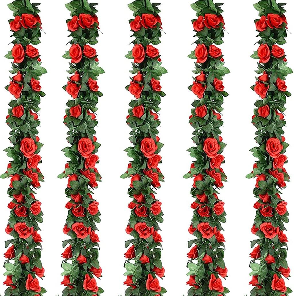 5 Pcs Flower Garland for Decoration Artificial Vines with Flowers Fake Floral Garland Decor Flower Vine for Garden Party Spring Decorations