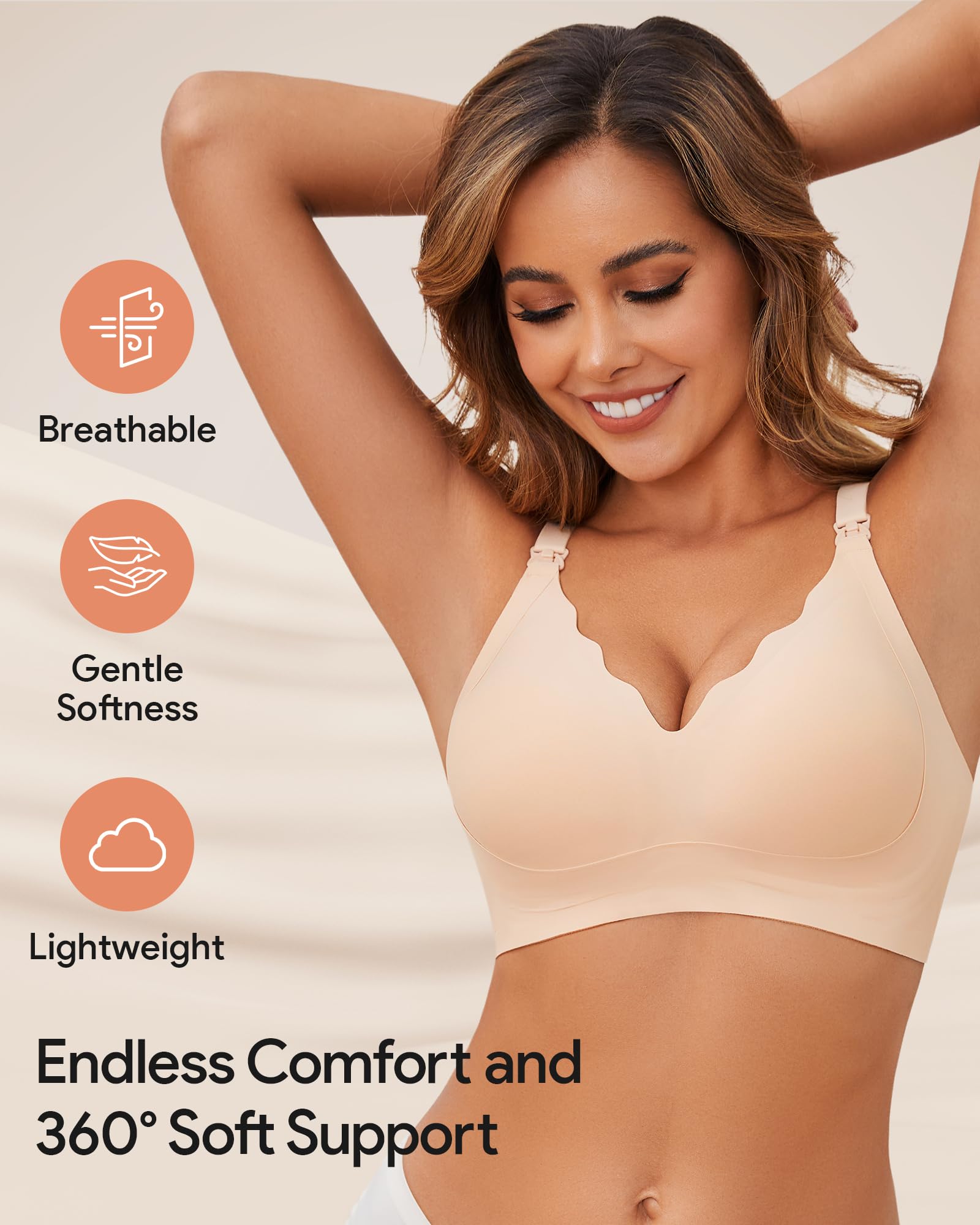 HBselect Reggiseno Allattamento Comfort Premaman Senza Cuciture Reggiseno Ondato Senza Fili Supporto Gravidanza Lift Sleep Bralette con Estensione Extra del Reggiseni per Le Donne