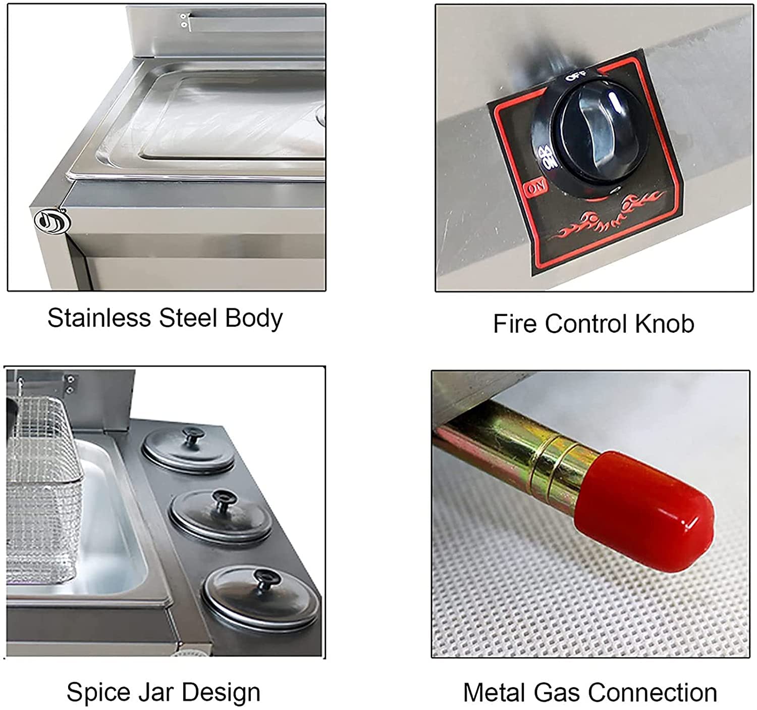 Friggitrice Professionale, friggitrice a Gas di Grande capacità da 20 l/30 l, friggitrice GPL in Acciaio Inossidabile per Uso Domestico e Commerciale, Potenza di Fuoco Regolabile, Facile da Pulire (1
