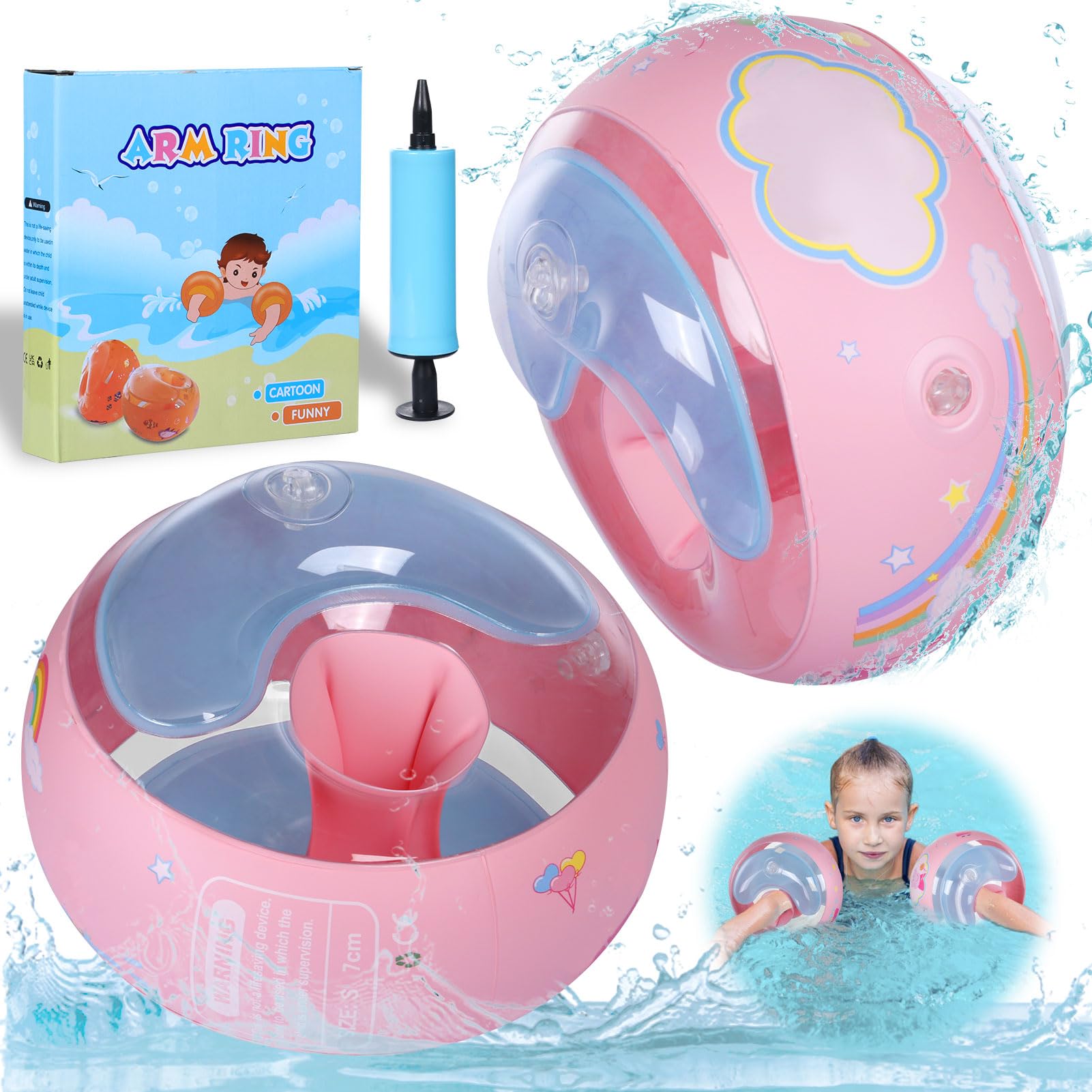 Manguitos Natacion Niños Brazalete Hinchable para natación, Alas de Agua Inflable Brazo Flotador Ayuda para la natación para Niñas de 1 a 4