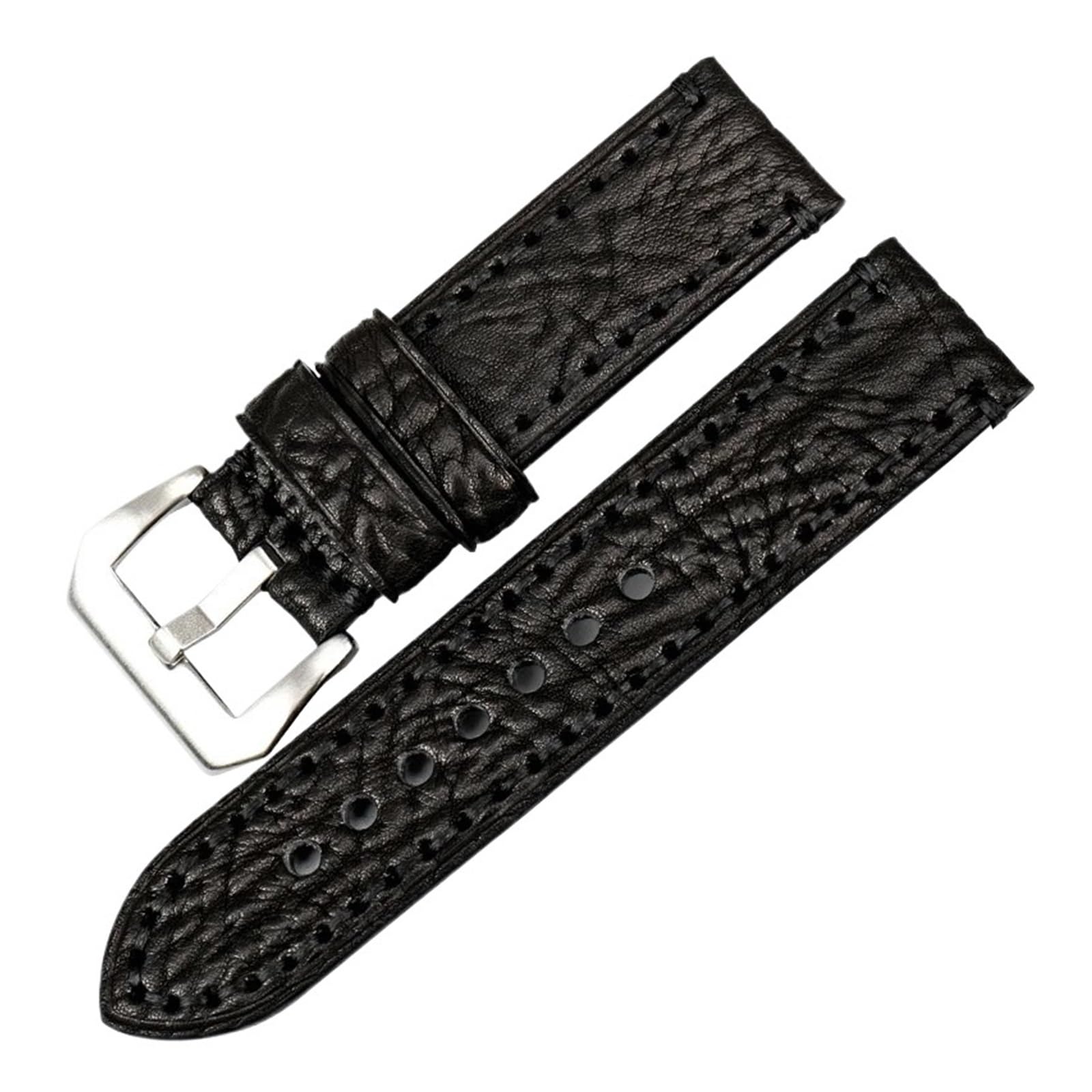 Bracelet de montre en cuir italien 24mm résistant avec boucle noire