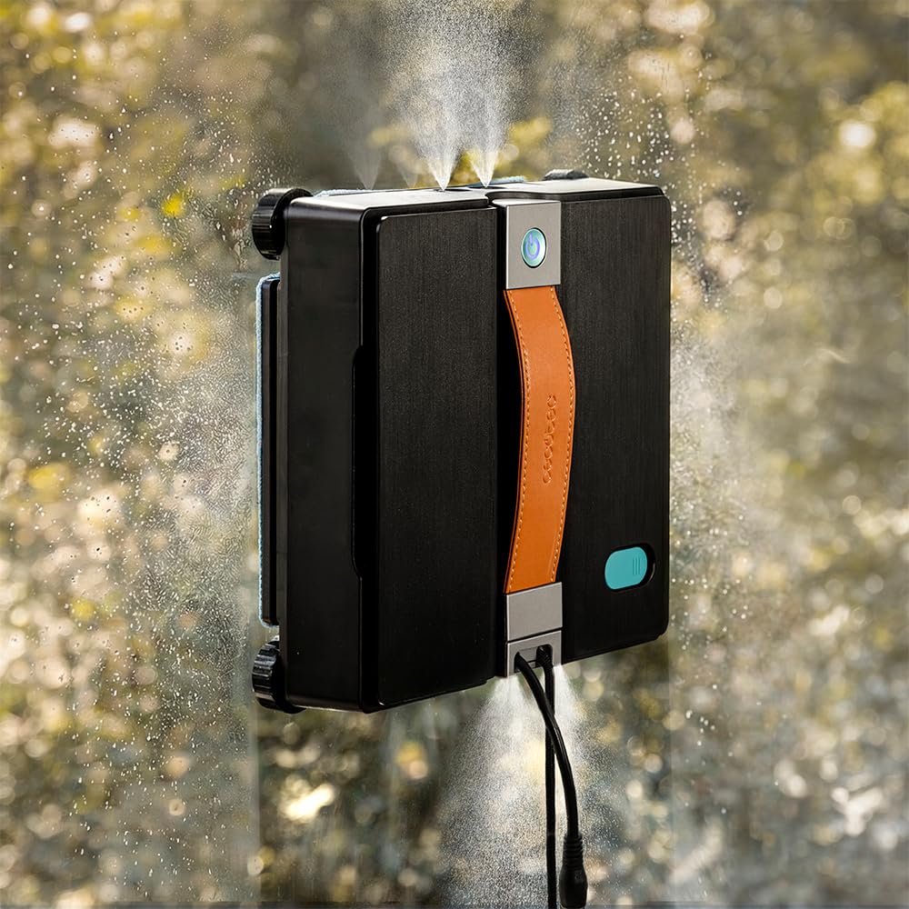 Cecotec Robot Limpiacristales con App y Mando Conga Windroid W50 Double Spray. Pulveriza, Limpia y Seca, 6300Pa, Diseño Cuadrado, 2 Mopas y 4 Sprays, 5 Modos, Doble Sistema de Seguridad