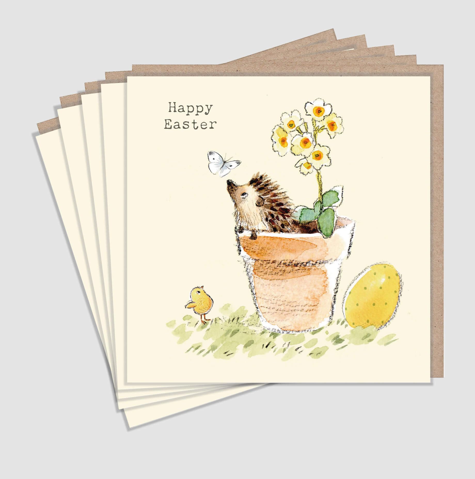 Paper Shed Design Easter Cards Pack of 5 Hedgehog Flower Charming Illustration