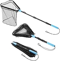 Calamus Foldable Triangle Landing Net - Lightweight Aluminum Handle, Non-Slip Grip, Lanyard & Belt Clip - Perfect Fly Fishing Gear Gift for Men