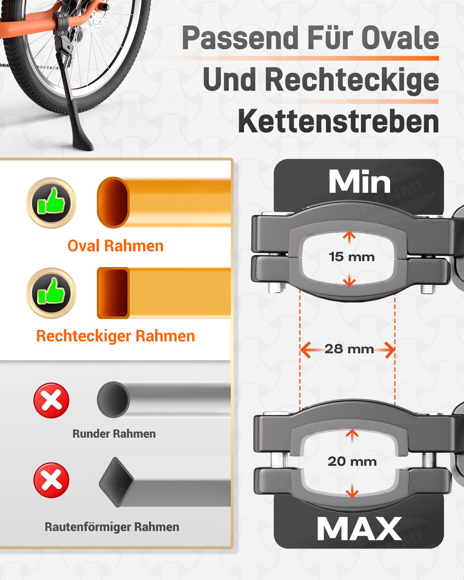 HENMI Leichter Magnesium Fahrradständer 24-28 Zoll, Höhenverstellbarer Seitenständer für Mountainbike, Trekkingrad, Cityrad & Pendlerfahrräder (Nicht für runde/rautenförmige Rahmen)