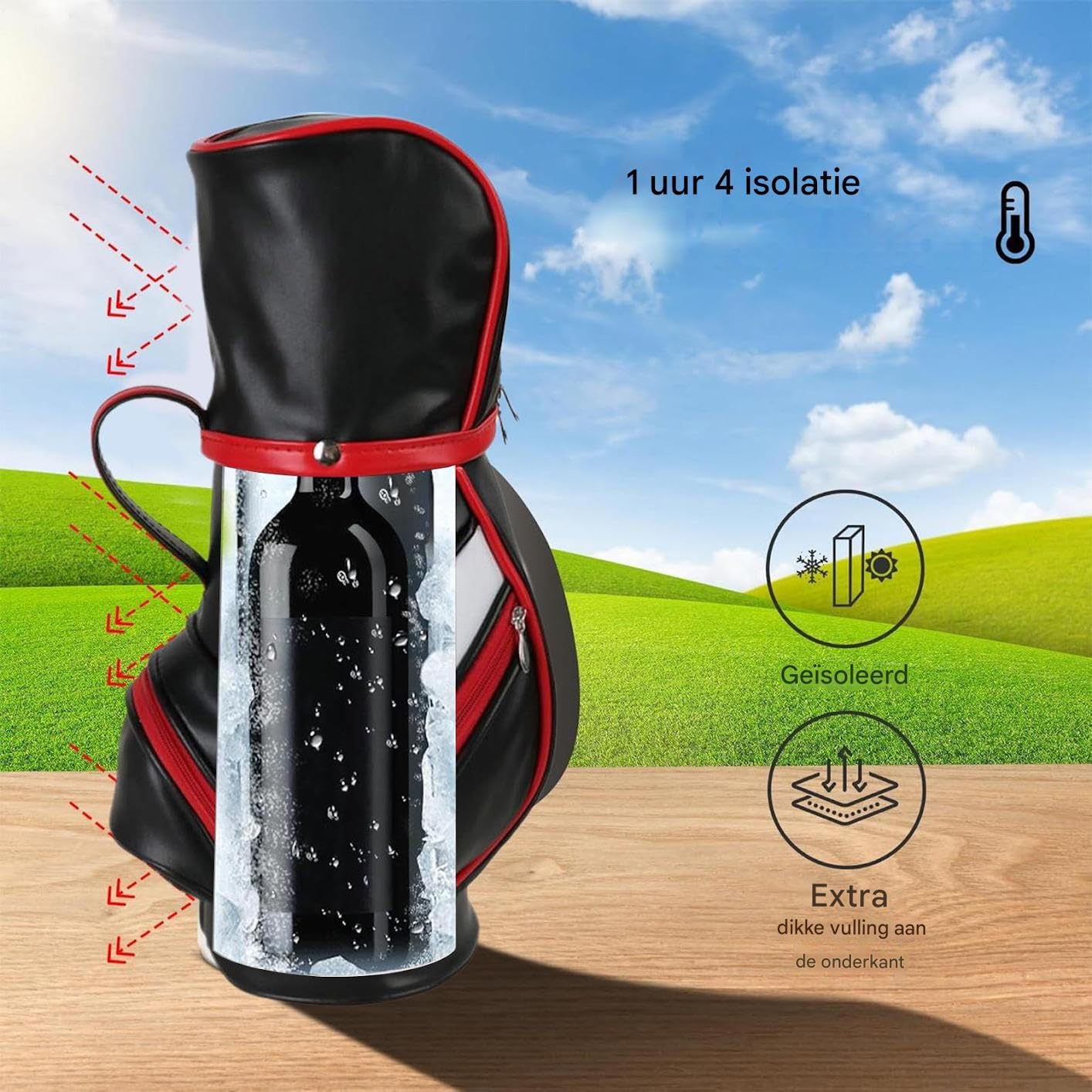 Bolsa Térmica para Vino Portabotellas Térmico | Bolsa de Almacenamiento Portátil con Múltiples Bolsillos para Picnics Eventos al Aire Libre y Viajes