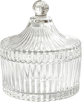 300ml 10oz Glass Candy Dish With Lid Crystal Clear Apothecary Jar for Wedding Buffet Dessert Table Tent Shaped Food Container Home Office Desk Decor Gift