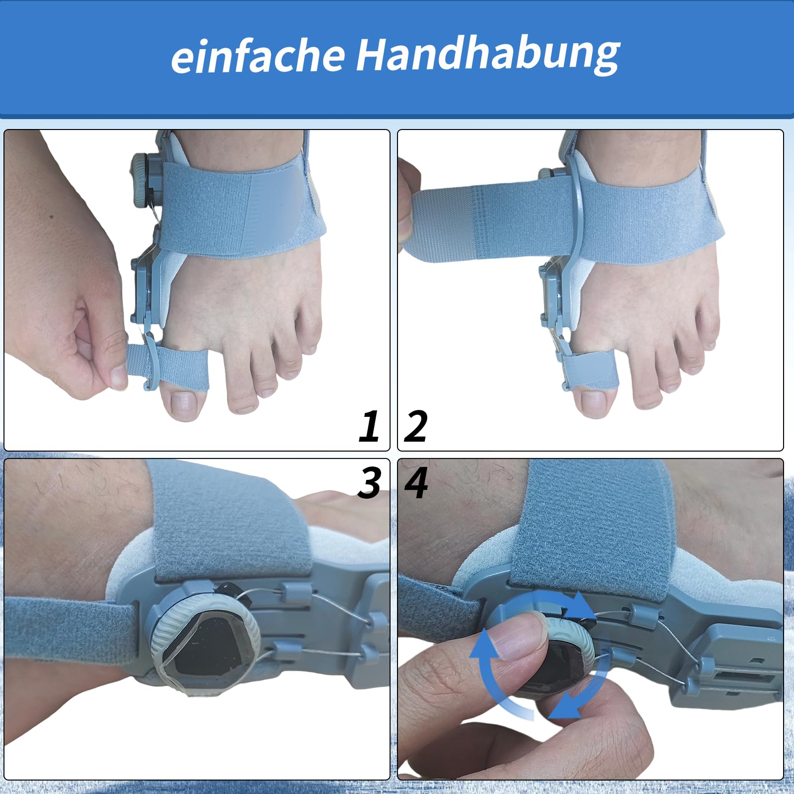 Alluce Valgo Correttore, Regolabile Tutore Alluce Valgo, Divaricatore Alluce Valgo Con 4 Angoli Di Fissaggio, Imbottitura In Silicone Rinforzata, Raddrizza Dita Piedi Per Piede Sinistro e Destro