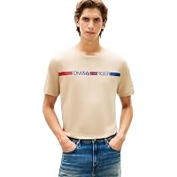 Tommy Hilfiger Uomo T-Shirt Maniche Corte Brand Love Stripe in Cotone