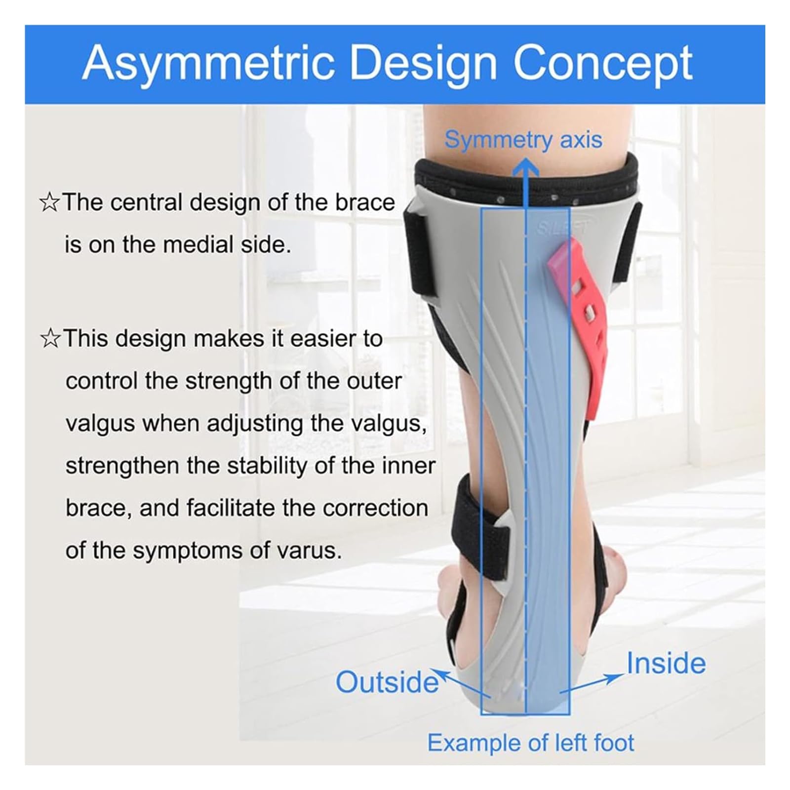 Soporte de pie ajustable para soporte para caminar, ortesis de tobillo AFO ligera para corrección de varo y alivio de la fascitis plantar, asistencia estable para la marcha