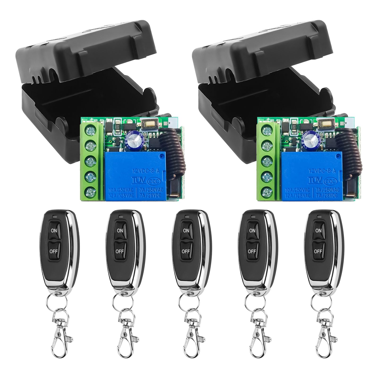 QENETY DC 12V 1CH RF Relay, 433 mhz Universal Wireless Remote Control Switch