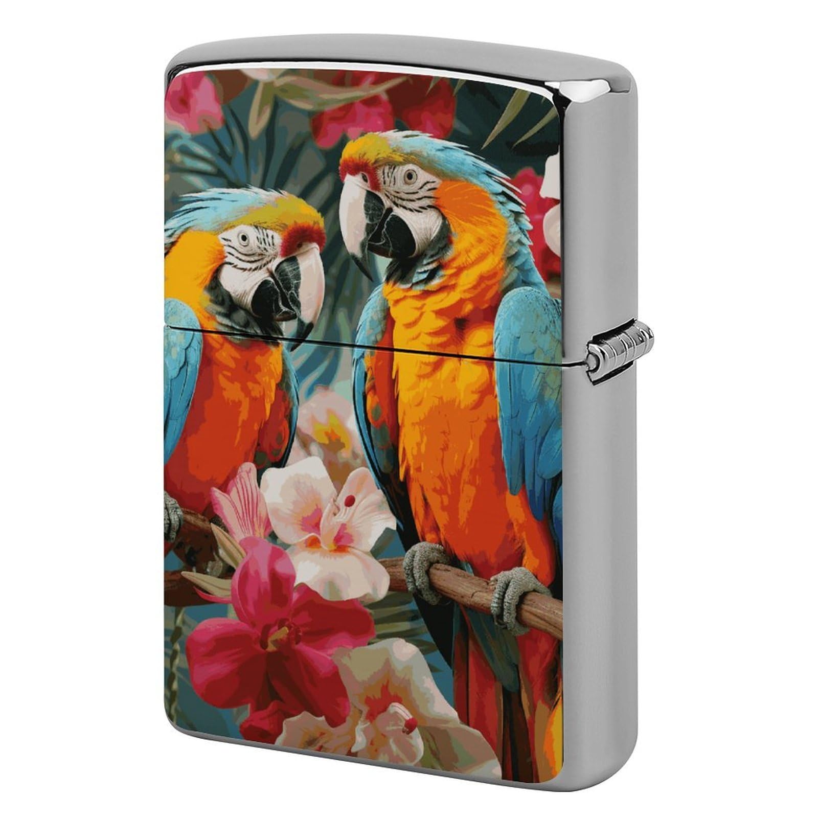 Tropical Plants and Parrots Lighter Case for Men, Personalized Lighter Cover for Valentine's Day Gifts, Flip-Top Lighters Shell for Outdoor, Portable Lighters Protective Sleeve