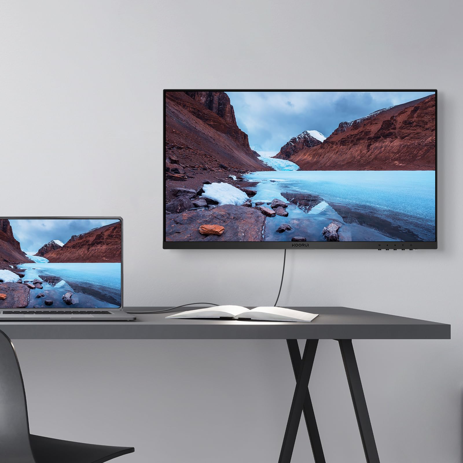 KOORUI Gaming Monitor 24 pollici, Altoparlanti incorporati, FHD 1920 * 1080p, 100Hz, Montabile VESA 75 x 75 mm, Adaptive Sync, Cura Degli Occhi e Regolazione Ergonomica Dell'Inclinazione