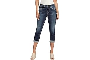 Women's Suki Mid Rise Curvy Fit Straight Leg Jeans in Silver Capri Wash