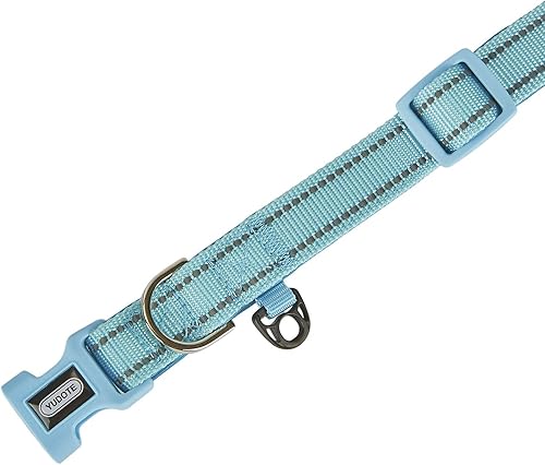 Miniatura 3 de Collar de nailon reflectante para perro con acolchado de neopreno transpirable, ajustable para perros grandes. (cuello de 17 a 26.3 pulgadas, azul