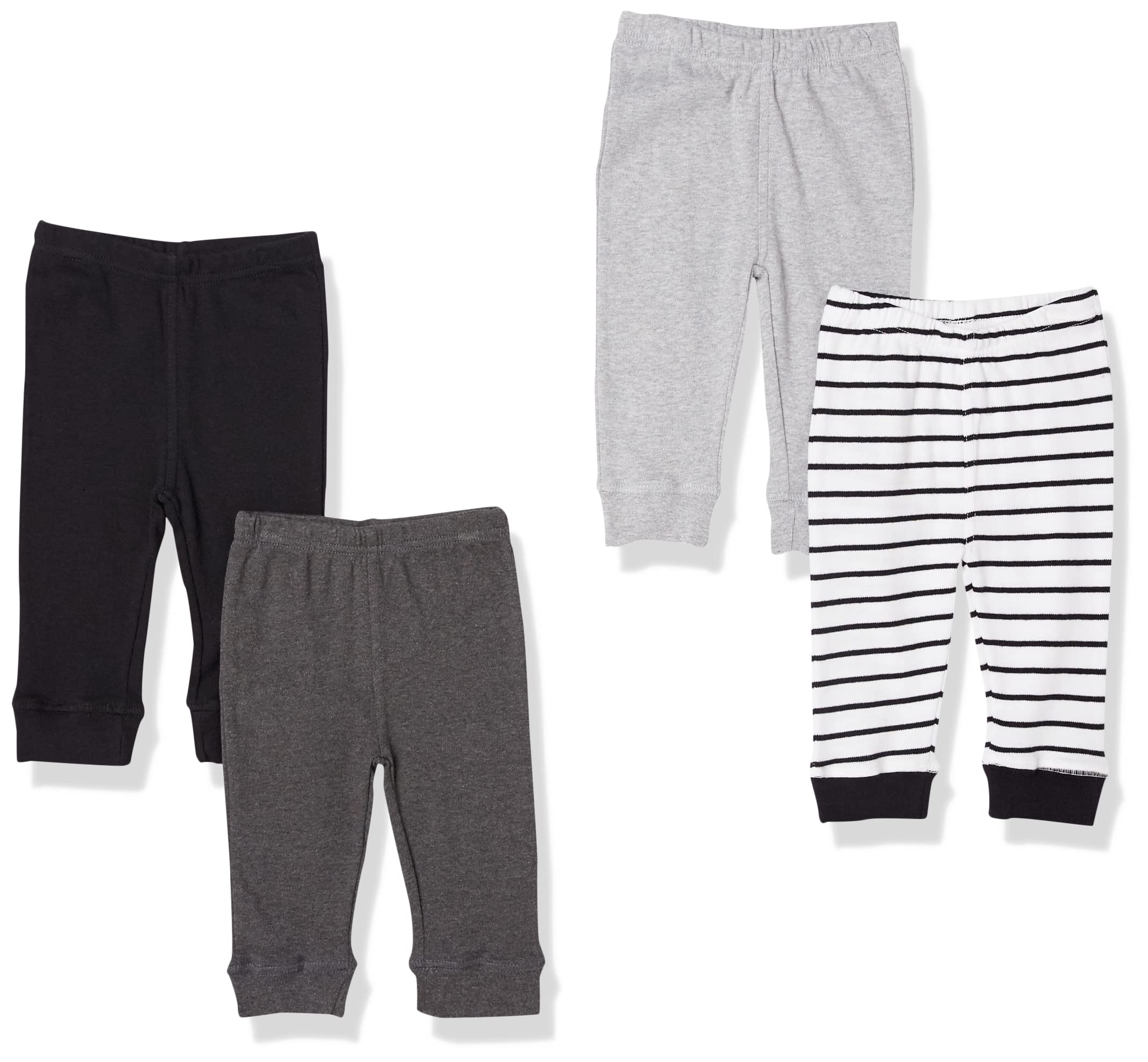 Touched by Nature Baby Boys' Organic Cotton Pants - 0-3 Months - Gray Black Stripe