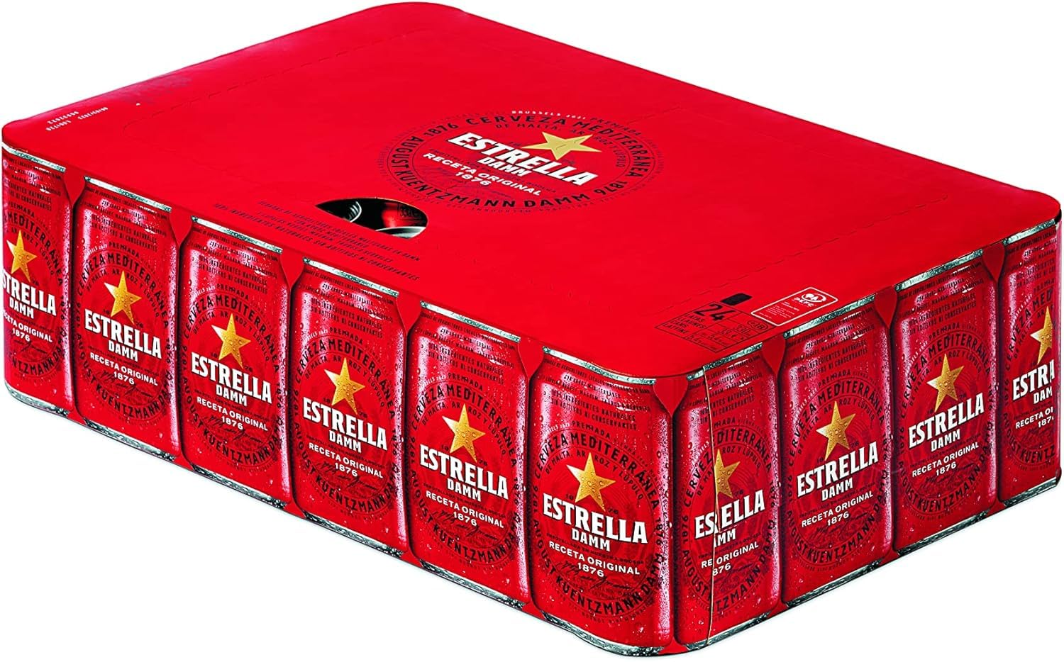 Estrella Damm Cerveza - Caja de 24 Latas x 330 ml - Total: 7.92 L