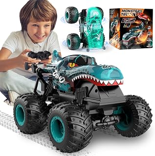 Gohero 2.4GHz RC Monster Truck Dinosaur Toy for Boys 4-7: Stunts, 360° Spin, Lights & Music, 100Min Playtime