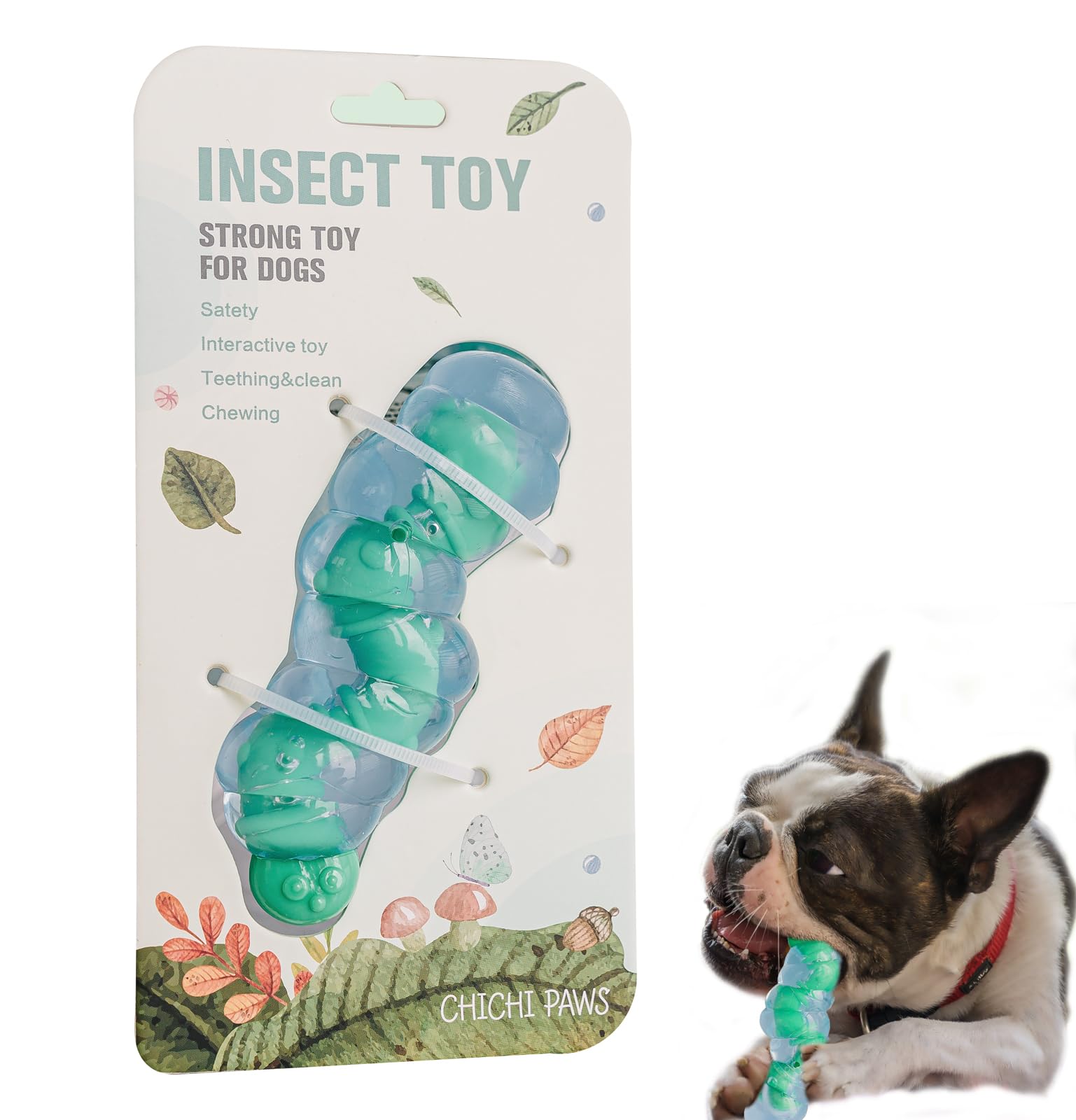 CHICHI PAWS Small Breed Dog Chew Toys for Teething - Natural Rubber & Durable Nylon Toy for Puppies 0-12 Months, Interactive Gift for Small Dogs Under 30 lbs, Safe Teeth Cleaner & Anxiety Soother