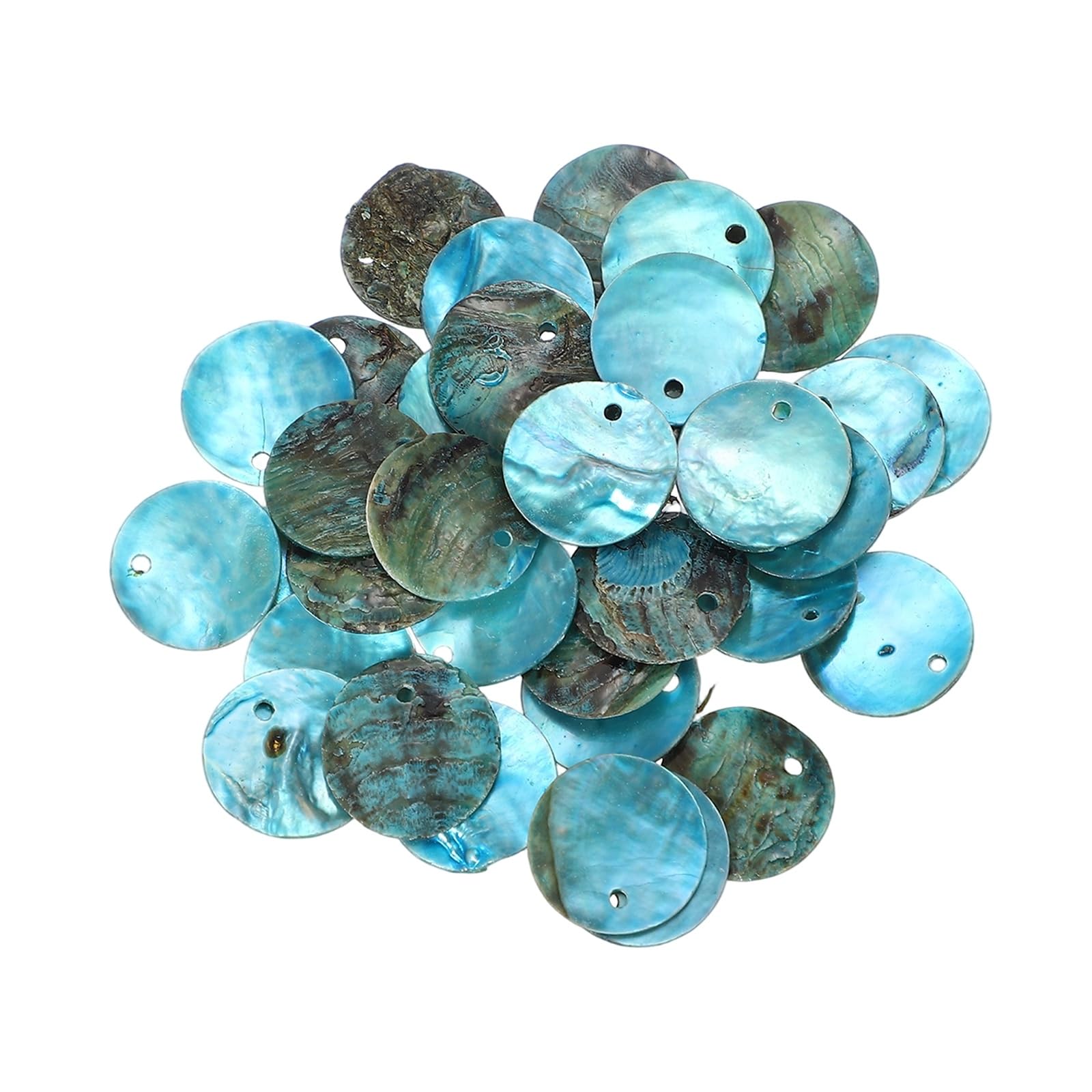 sourcing map 30Pcs Capiz Shells, 1.5cm/0.6" Round Sky Blue Shells with a Hole for Seashell Wind Chimes Curtain Shell Garland DIY Jewelry Craft Wedding Home Decoration, Sky Blue