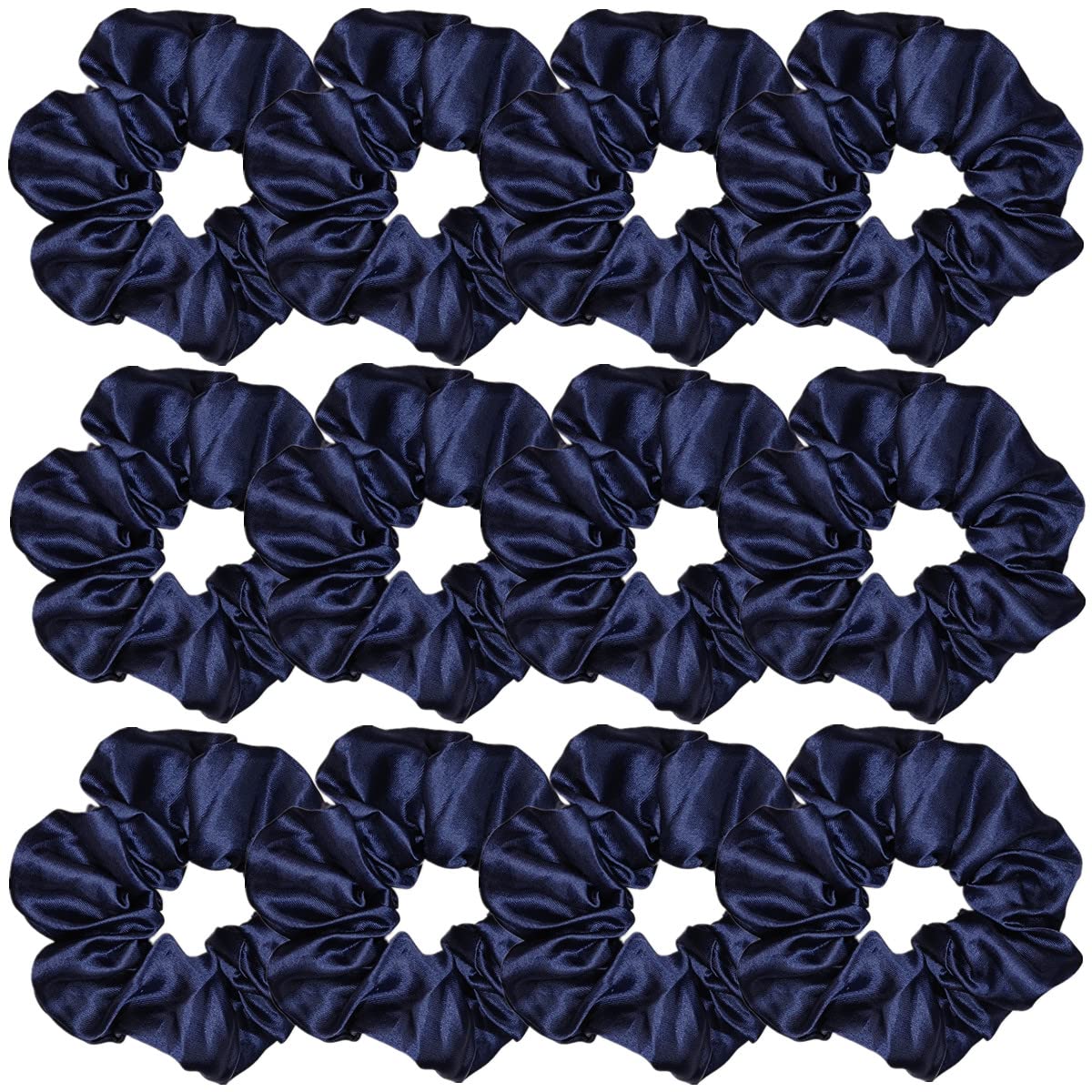 Sufermoe 12 Pcs Satin Silk Hair Scrunchies Soft Hair Ties Fashion Hair Bands Hair Bow Ropes Hair Elastic Bracelet Ponytail Holders Hair Accessories for Women and Girls (4.5 Inch, Navy Blue)
