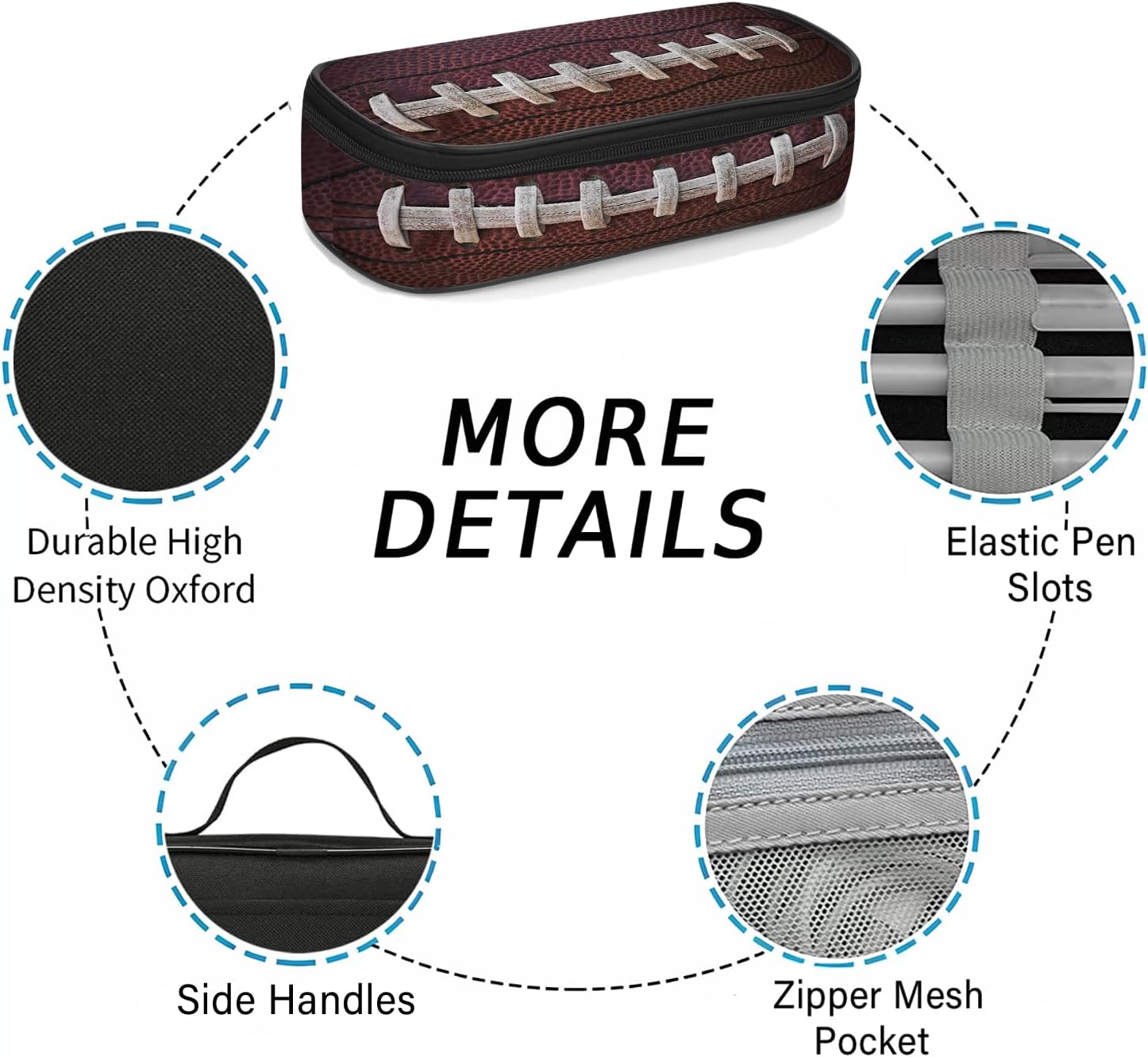 Football Pen Holder Case Brush Pot Stationery Multifunction Pen Container Large Capacity Storage Pouch with Zipper Birthday Gifts Pen Box for Women Men