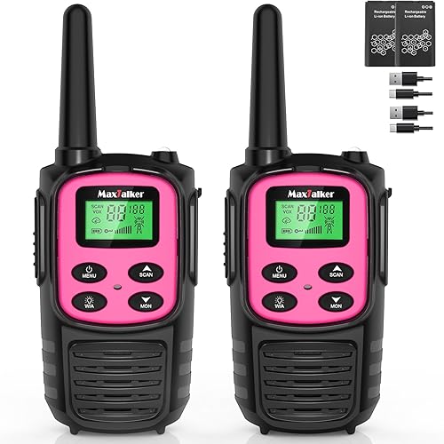 Miniatura 11 de Walkie Talkies para adultos, 2 paquetes de largo alcance, radios recargables de 2 vías, accesorios para senderismo, equipo de camping, regalo de