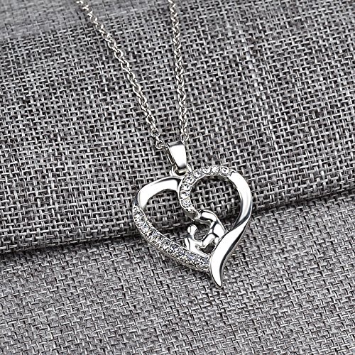 Mother And Child Necklace For Mom Gifts - Silver Love Heart Pendant Necklace Birthday Christmas Gifts For Mom Grandma From Daughter Son Granddaughter Grandson #TOP6