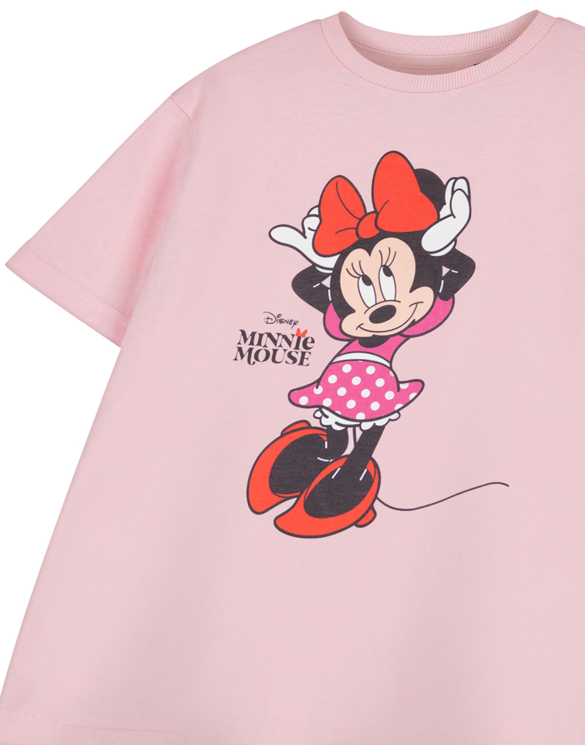 Disney Dziewczęca koszulka z krótkim rękawem Myszka Minnie | Koszulka z grafiką dla dzieci | Klasyczna odzież postaci | Top z okrągłym dekoltem | Moda dziecięca