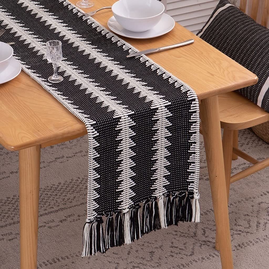 Camino de Mesa, Cocina Camino De Mesa Arpillera Caminos Algodón con Borlas Mantel Rústico Granja Estilo Rústico Sencillo(35 * 220cm)