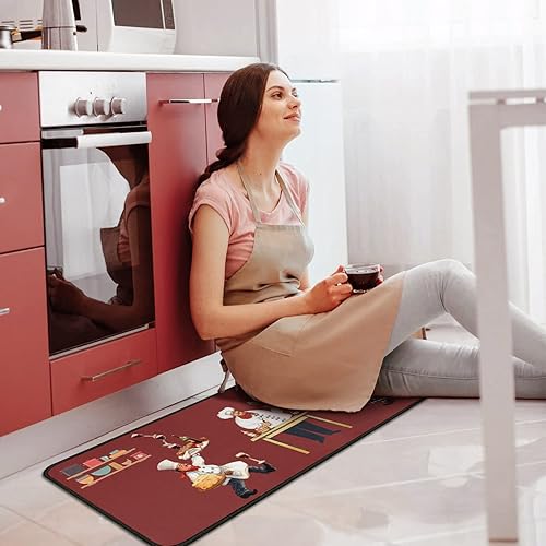 Miniatura 6 de Juego de 2 tapetes de cocina Fat Chef para cocinar, antideslizantes, impermeables, de pie para cocina, de 17 x 30 pulgadas + 17 x 47 pulgadas