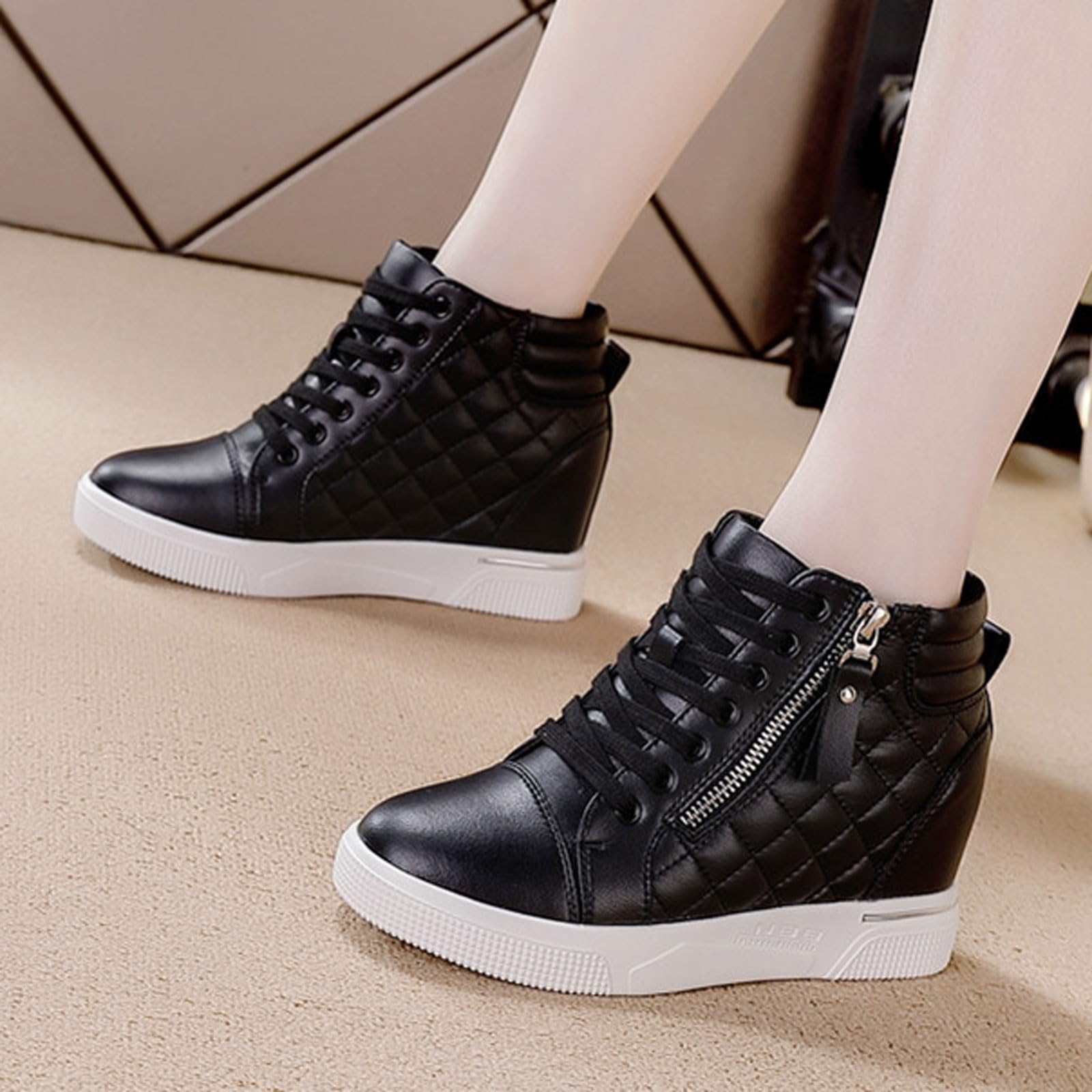 Sneakers con Zeppa e Cerniera da Donna,Scarpe da Ginnastica con Zeppa Invisibile,Scarpe da Ginnastica Platform Sneaker,Traspiranti,Antiscivolo,per Camminare Lavoro Temps Libero