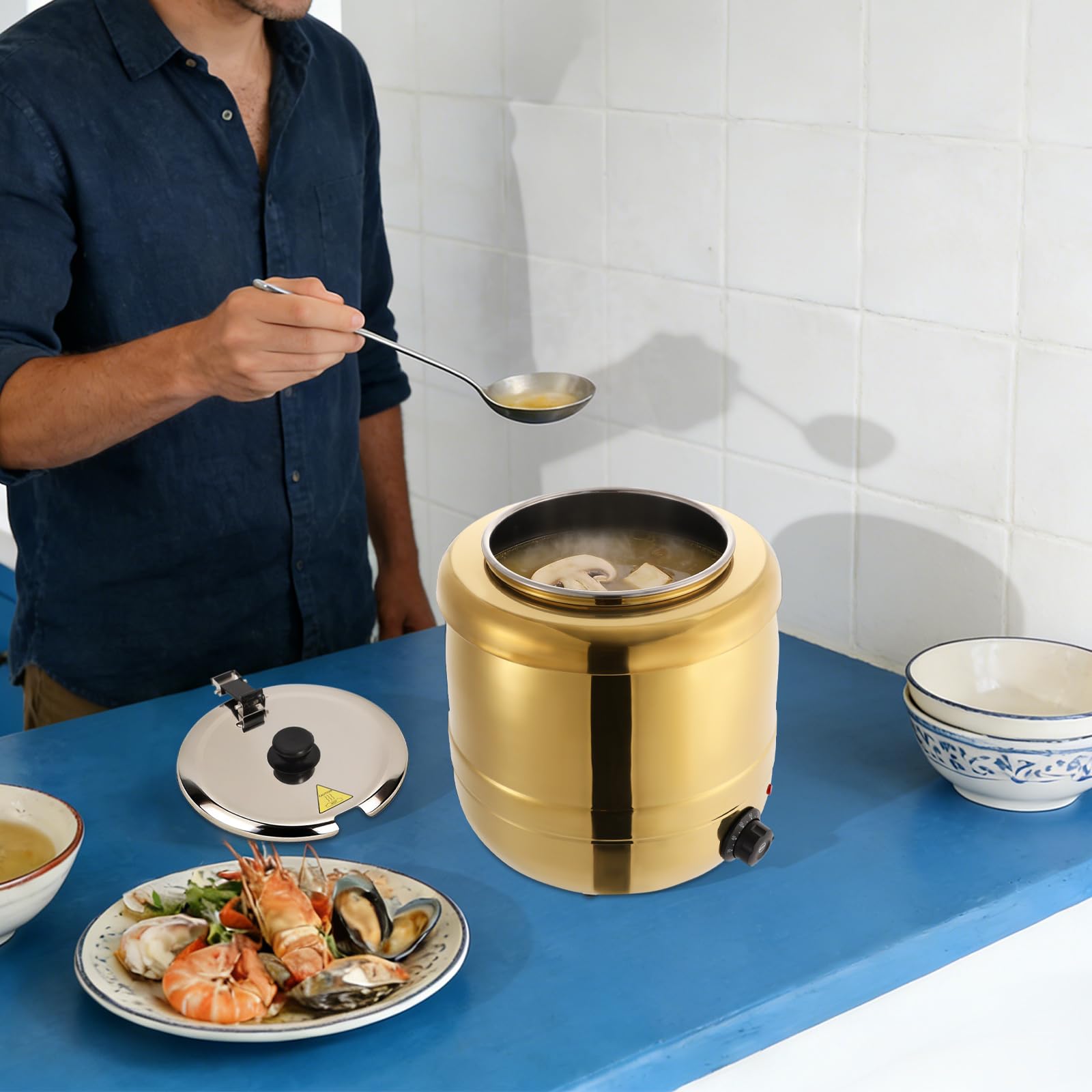 Kociołek do zupy 10 litrów z pokrywką na zupę, owsianka, 220 V 440 W