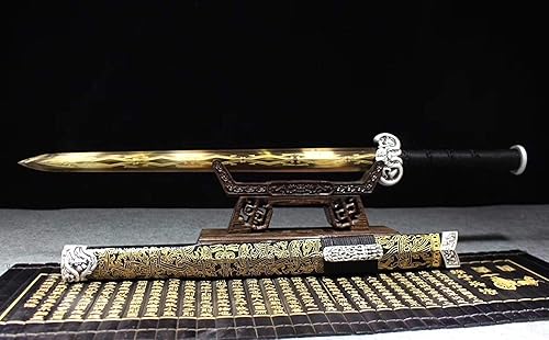 Miniatura 4 de Espada china, Han jian, arte hecho a mano (hoja de grabado de acero de alto carbono, vaina de madera maciza) regalos de estilo chino