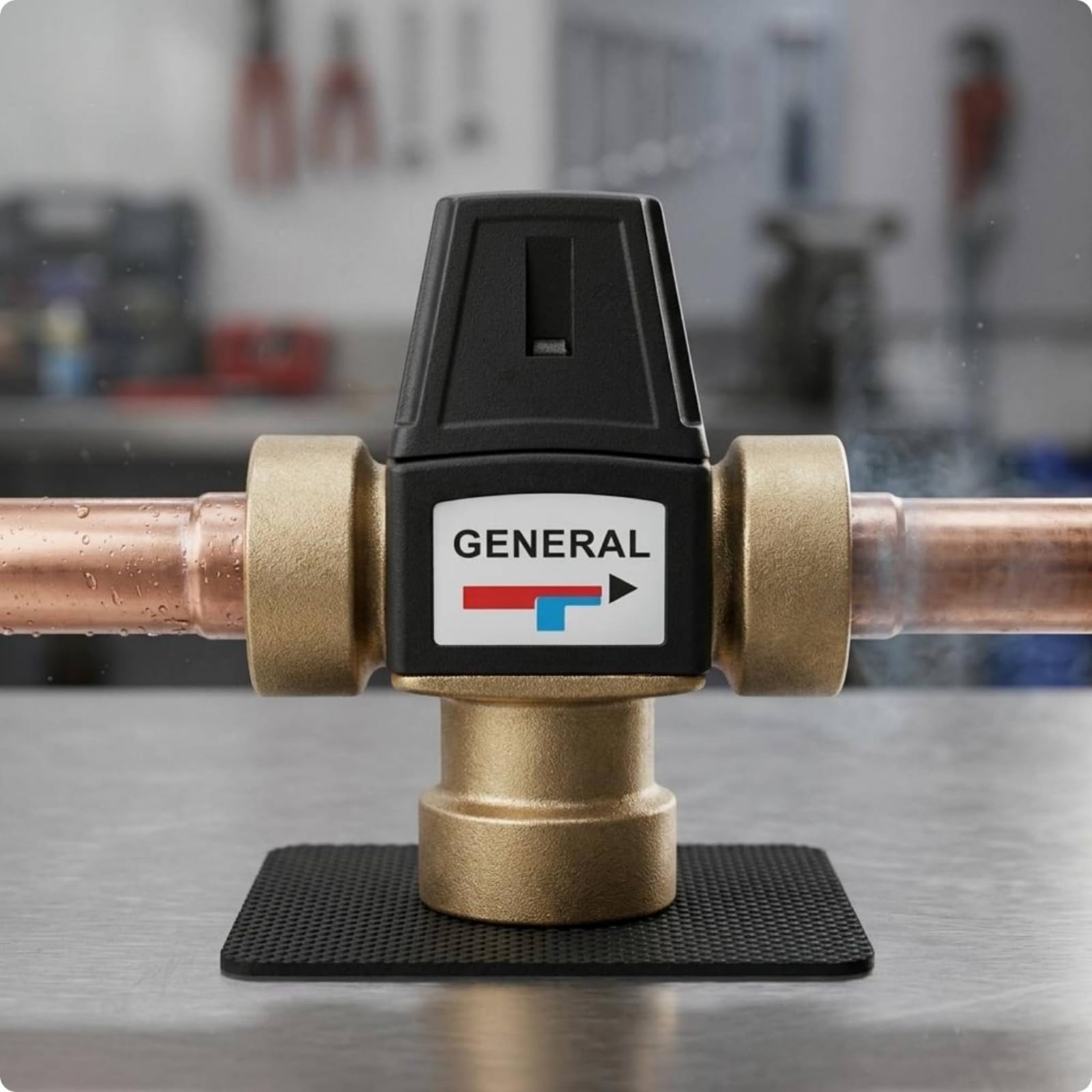 Qianly Válvula Termostática de Mezcla Válvula de Temperatura Mezclador de Agua Regulador Termostático con Respuesta Automática de Construcción en Latón, DN25-Rosca Externa