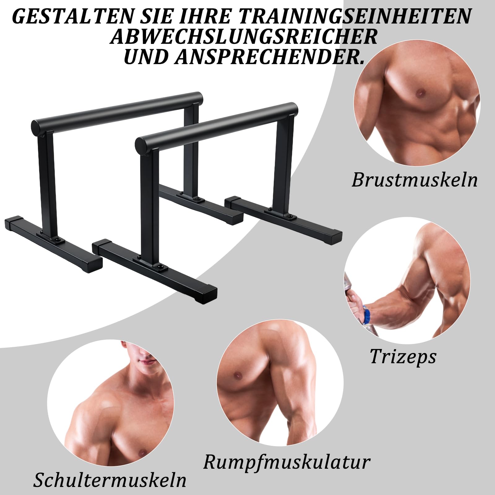 Parallettes mit Holzgriffen, Rutschfeste Handstand Griffe/Dip Bar für Calisthenics, Krafttraining & Yoga, Handstand Stütze für In- und Outdoor