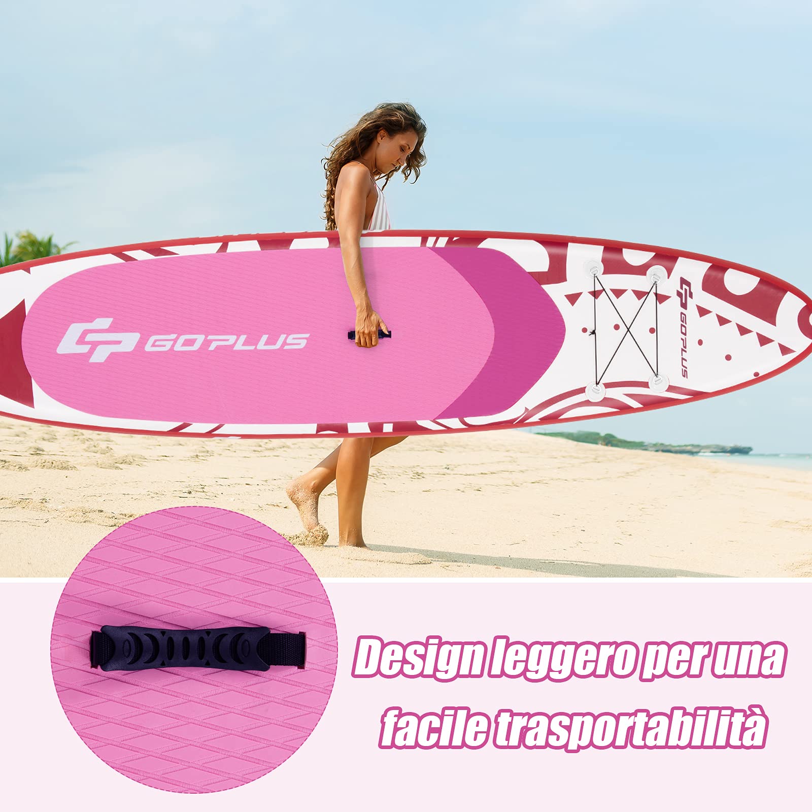 COSTWAY SUP Gonfiabile Adulti 305/335 cm, Stand Up Paddle Gonfiabile con Pinne, Leash, Pagaia, Pompa, Kit di Riparazione e Borsa, Carico Massimo 120 kg