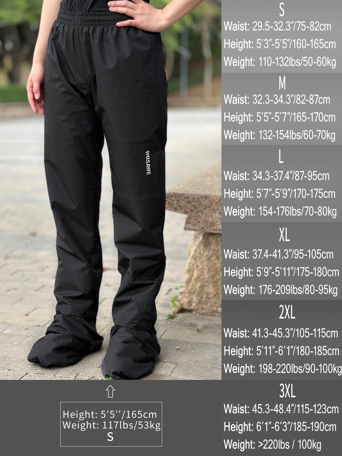 WOSAWE Pantalons Imperméables Unisexe Léger et Respirant Pantalon de Pluie pour Cyclisme, Golf, Randonnée, Pêche, Camping