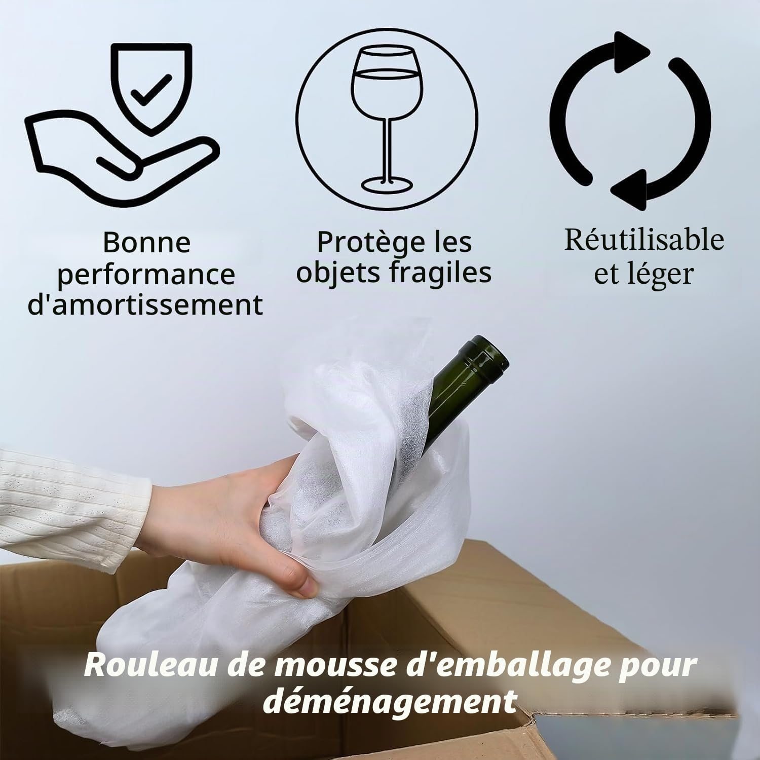 Rouleau de film en mousse de 280 mm x 10 m pour sous-couche d'emballage, rembourrage des articles fragiles pour expédition, emballage, fournitures de déménagement