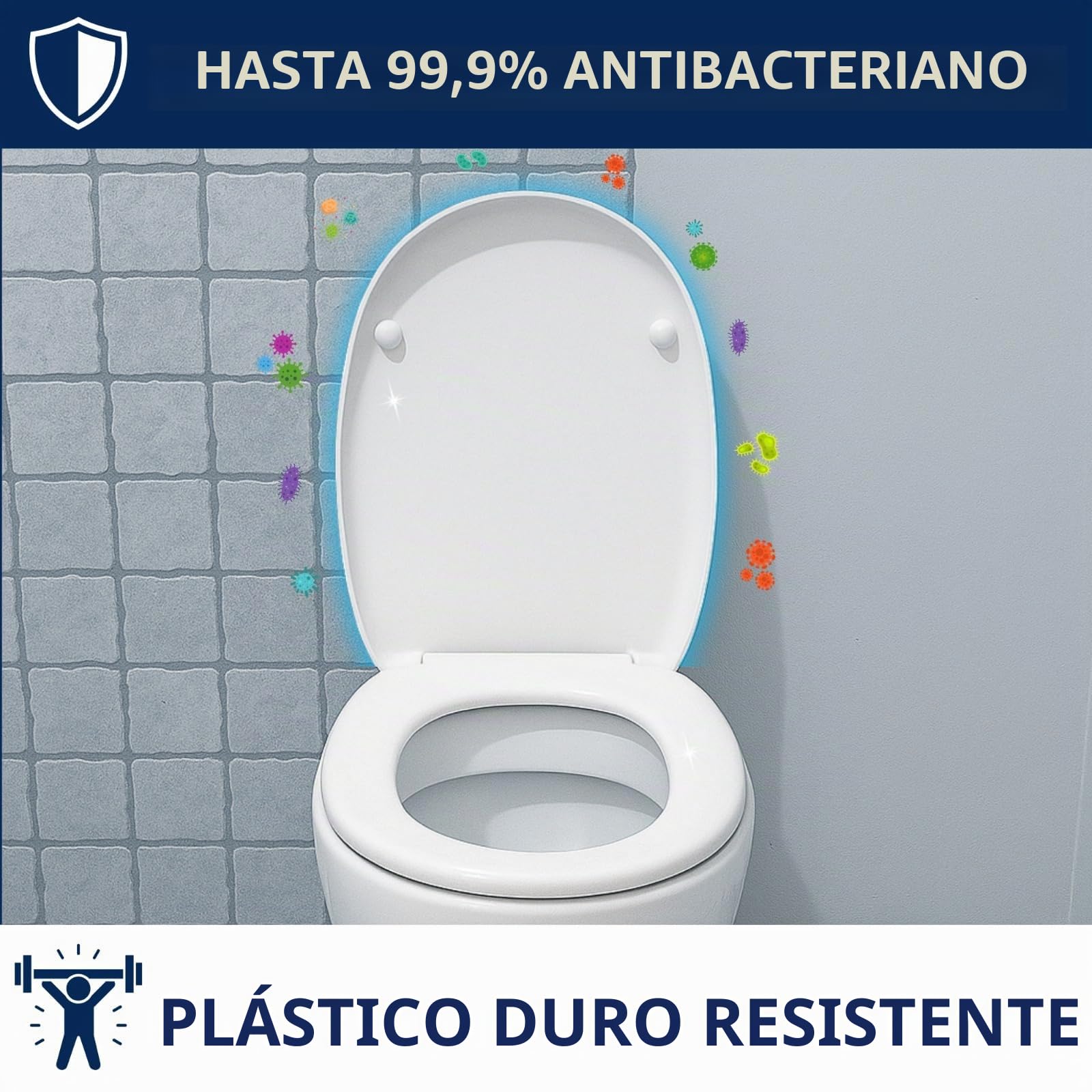 HYDRO HOME Tapa WC Pozzi Ginori Easy y Easy 02 como la original, asiento de inodoro en material termoestable, tapa de váter con bisagras de fijación superior, MADE IN ITALY (CIERRE CLASICO)