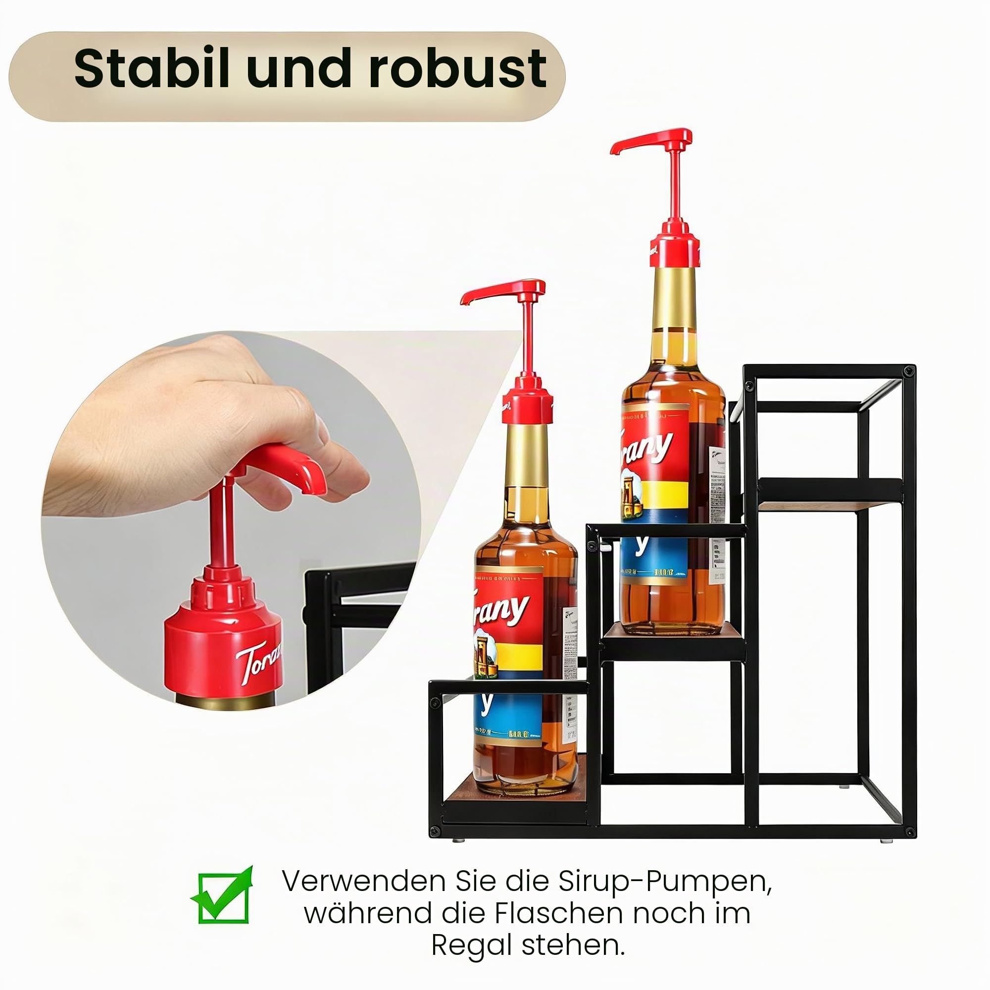 Kaffeesirup-Regal mit 3 Etagen, Kaffeesirup-Zubehör, Kaffeesirupspender, Kaffeesirup, Monin, für 12 Flaschen, Sirup, Siruphalter, Ständer, Kaffeestation, Aufbewahrungsregale, Sirup, Wein, Dressing