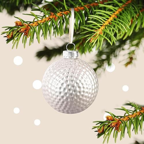 Vista 3 de Adorno de golf de Navidad de 3.15 pulgadas, adornos de bola de Navidad soplada de vidrio para decoración de árbol de Navidad 2023, bolas de adornos