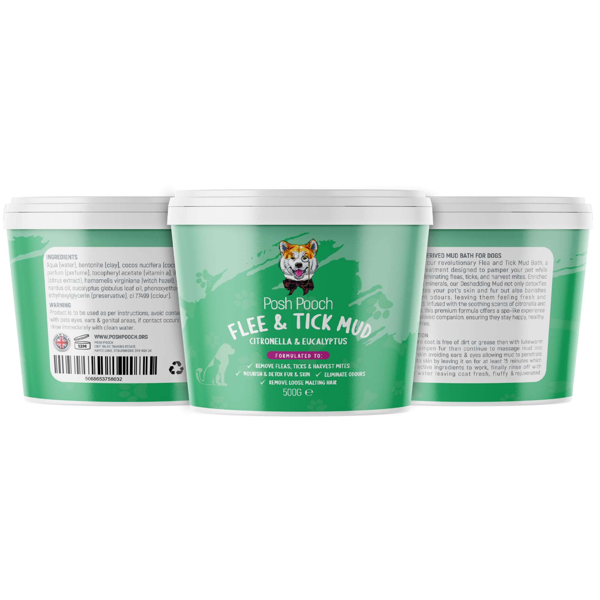 Flea & Tick Mud Bath For Dogs Pet Treatment Deep Cleaning Shampoo Mineral Spa, Instantly Eliminates Harvest Mites, Ticks, Fleas & Insects Soothes & Helps Prevent Further Bites (500g)