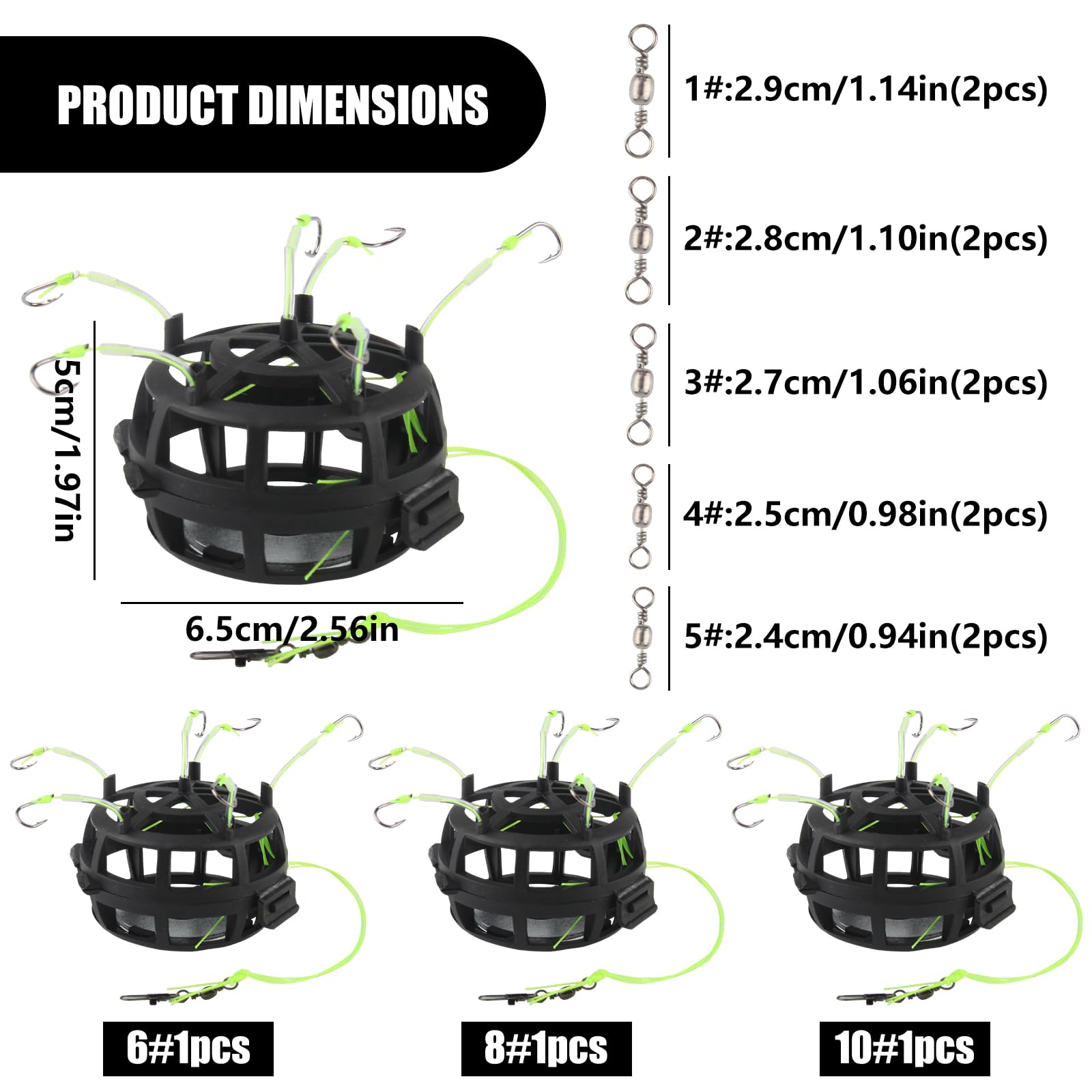 Juego de 3 Antienganches Anzuelos de Pesca 360° 6 Ganchos Multiángulo Accesorios de Pesca con Giratorios para Lucio Lucioperca Perca y Trucha de Agua Dulce Agua Salada