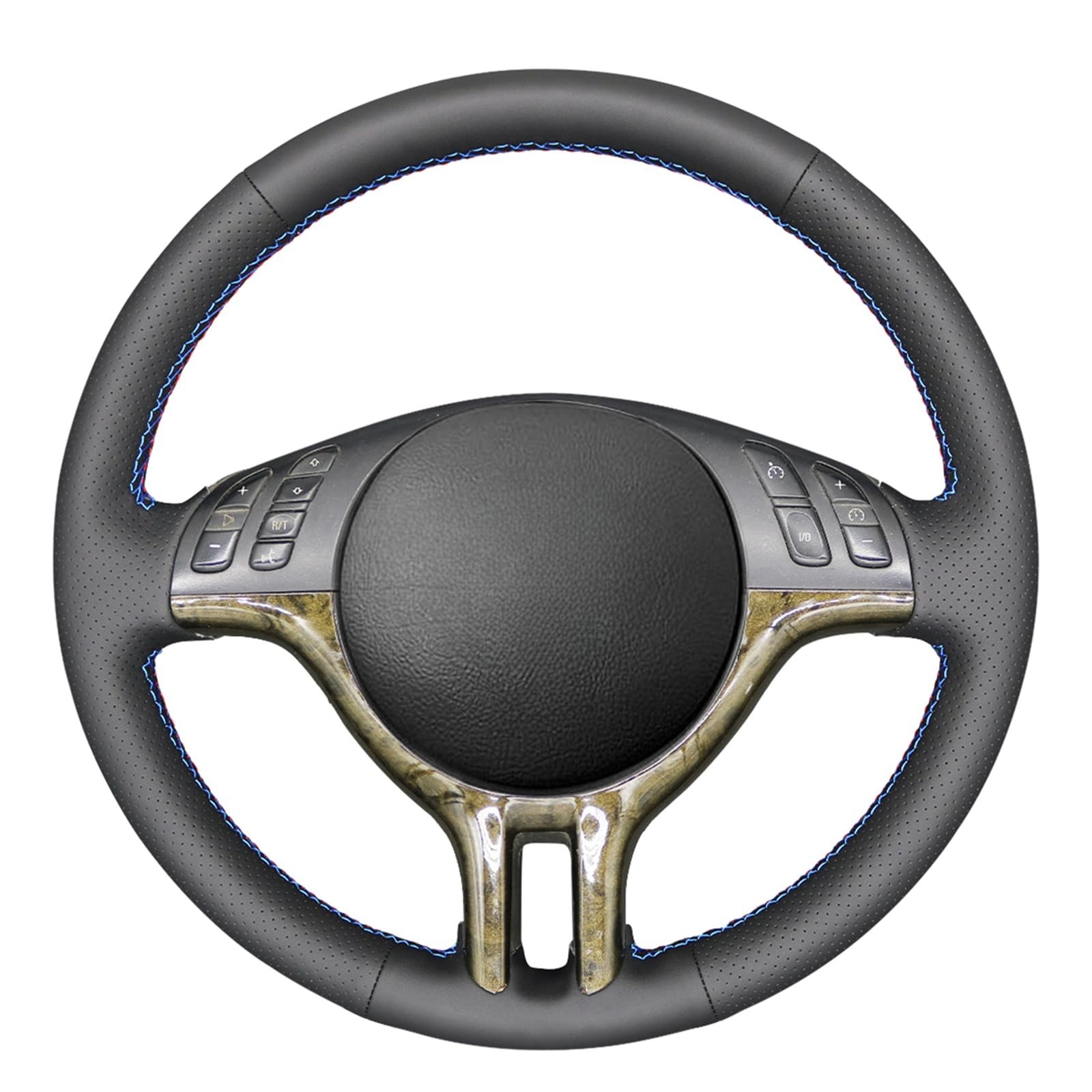 MEWANT Passgenauer Lenkradbezug zum Nähen für E46 E39 325i E53 | E46 E39 325i E53 X5 Echtes Leder Lenkrad Atmungsaktiv Für Beheizte Lenkräder Langlebig