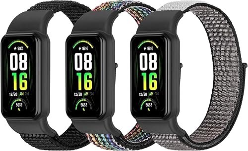 YCHDDER Solo Loop - Correas de nailon compatibles con Amazfit Band 7 correas, suave, transpirable, cómoda, ajustable, colorida pulsera de repuesto
