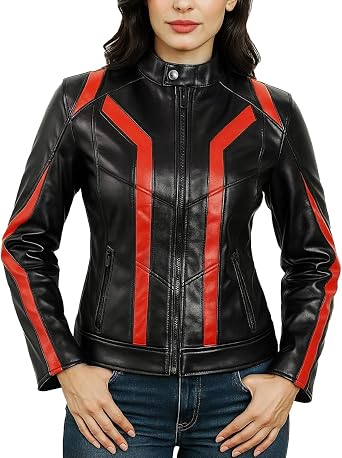 Mens Futuristic Biker Motorcycle Real Sheepskin Leather Jacket Cosplay Costume