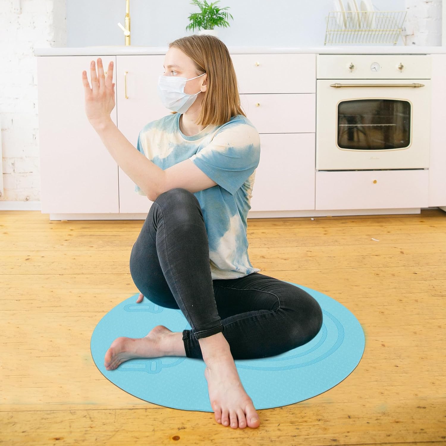 Non-slip Jump Rope Mat Tpe Indoor Workout Mat Shockproof Soundproof Fitness Cushion 60cm for Home Gym and Yoga